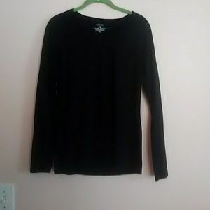 A plain black v long sleeve shirt